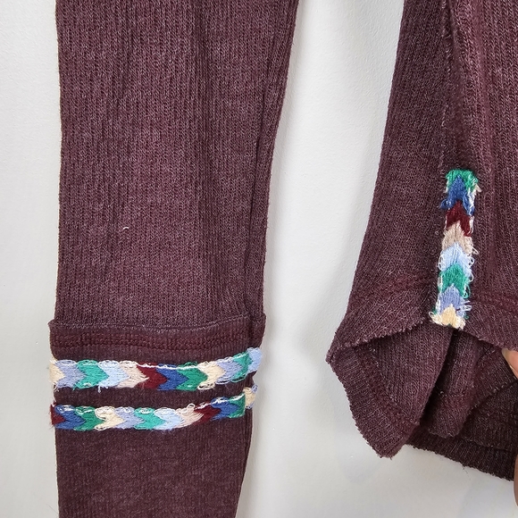 Free People Rainbow henley thermal top Wine - Picture 7 of 16